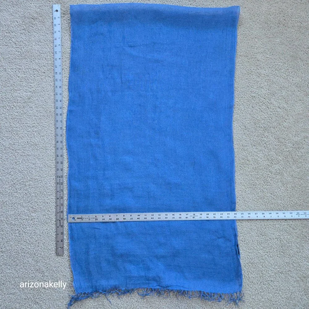 NWOT Linen Scarf Blue Fraas - Picture 2 of 6